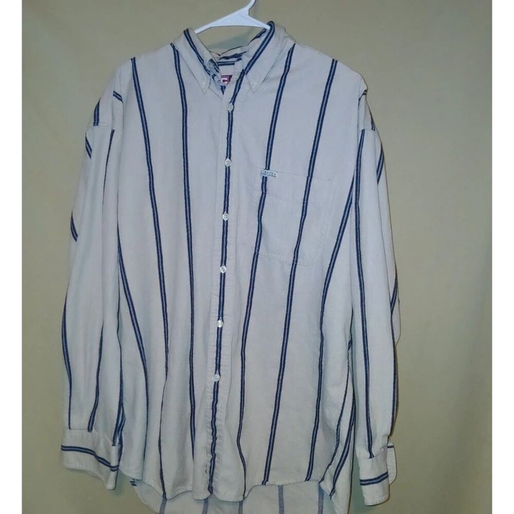 Men's Vintage Chaps Ralph Lauren Vertical Stripe Button-Down Shirt size XL
